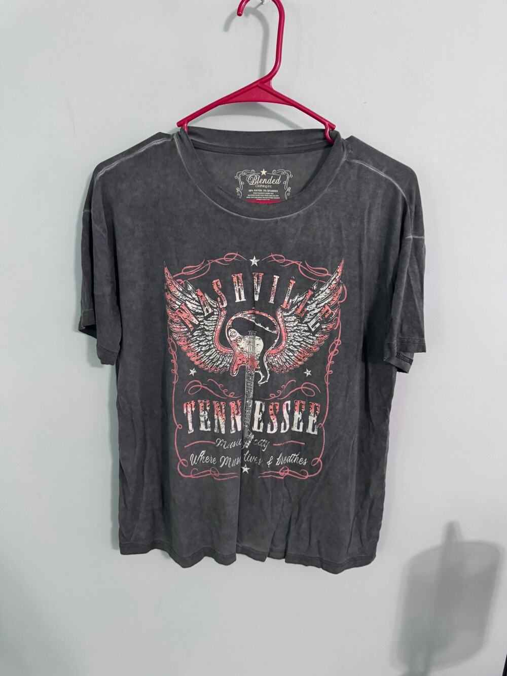 Blended Clothing Studded Nashville Music City Short Sleeve Tee Shirt Size Medium